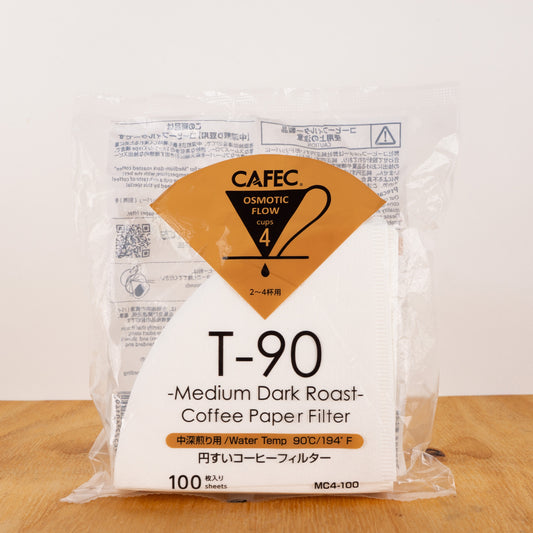 CAFEC T-90 Papierfilter - 4 Tassen - 100 Stück - Made in Japan