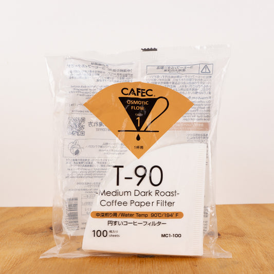 CAFEC T-90 Papierfilter - 1 Tasse - 100 Stück - Made in Japan